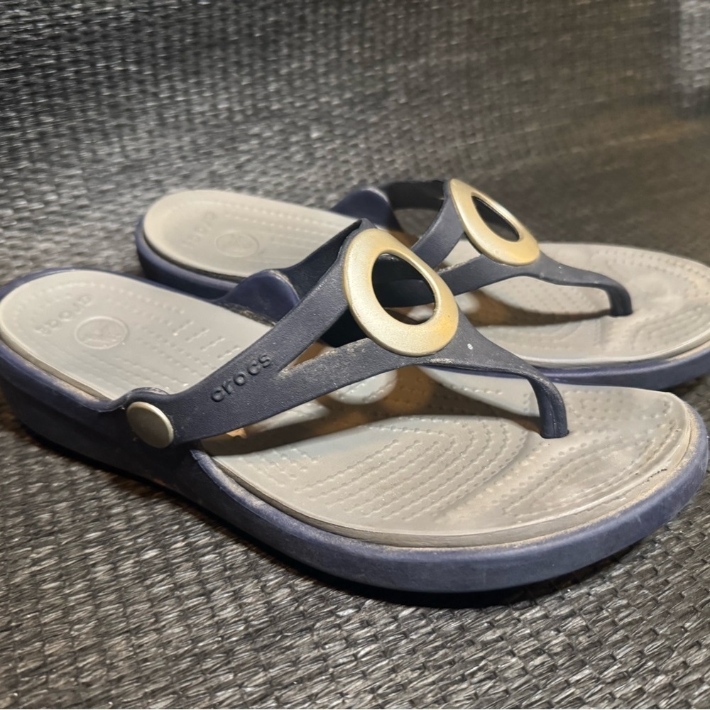CROCS Blue and Gold Sandals with Ergonomic Design